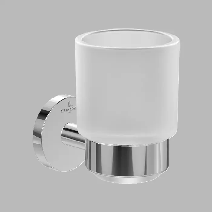 Pahar de sticla, cu suport metalic, crom lucios, Villeroy & Boch Elements Tender TVA15101800061 Mai ieftin