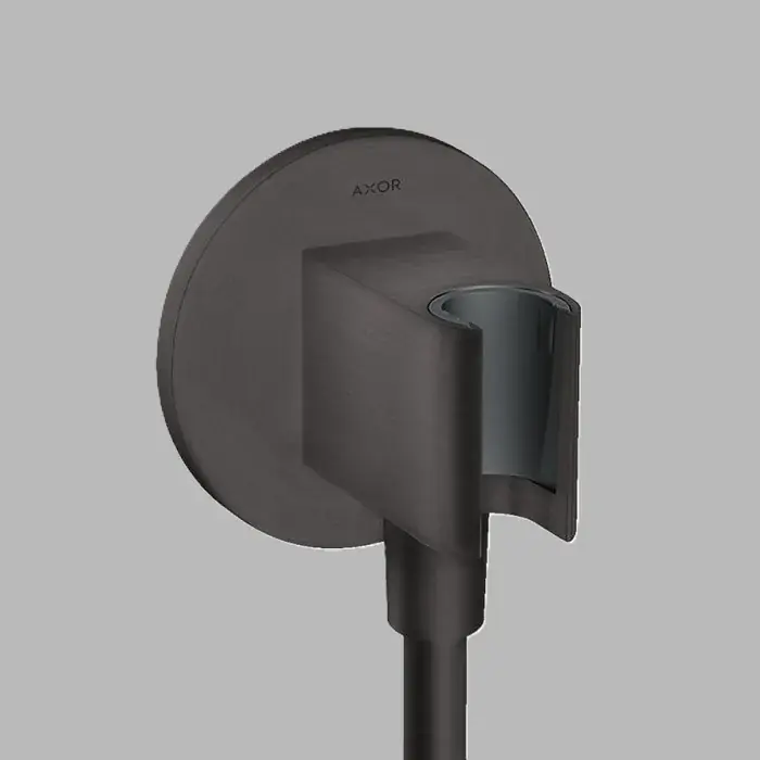 Suport de dus Round, cu racord pentru furtun dus, antracit periat (Brushed Black Chrome), Axor ShowerSolutions 36733340 Expediere rapidă