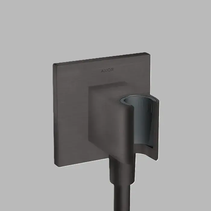 Suport de dus Square, cu racord pentru furtun dus, antracit periat (Brushed Black Chrome), Axor ShowerSolutions 36734340 Livrare expres