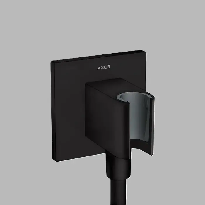 Suport de dus Square, cu racord pentru furtun dus, negru mat (Matt Black), Axor ShowerSolutions 36734670 Ofertă limitată