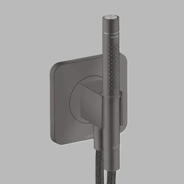 Set de dus manual, cu cot de perete si suport Softsquare, 2 Jet, antracit periat (Brushed Black Chrome), Axor Citterio 49626340 Calitate înaltă