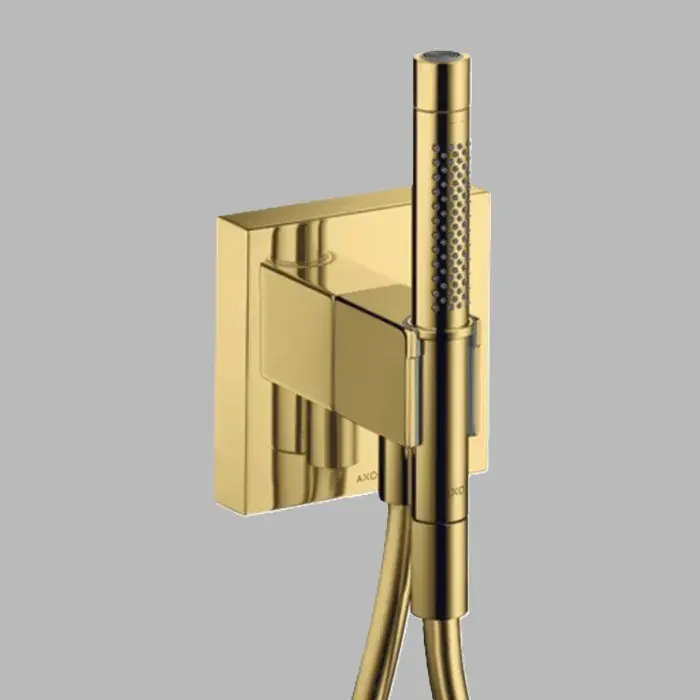 Reducere extra Set de dus manual, cu cot de perete si suport Square, 2 Jet, auriu lucios (Polished Gold Optic), Axor Starck 12626990
