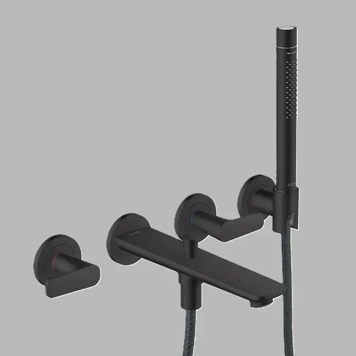 Baterie cada dus, cu 3 orificii, incastrata, cu set de dus, negru mat (Matt Black), Axor Citterio C 49480670 Promoție