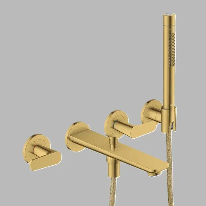 Baterie cada dus, cu 3 orificii, incastrata, cu set de dus, auriu lucios (Polished Gold Optic), Axor Citterio C 49480990 Preț promoțional