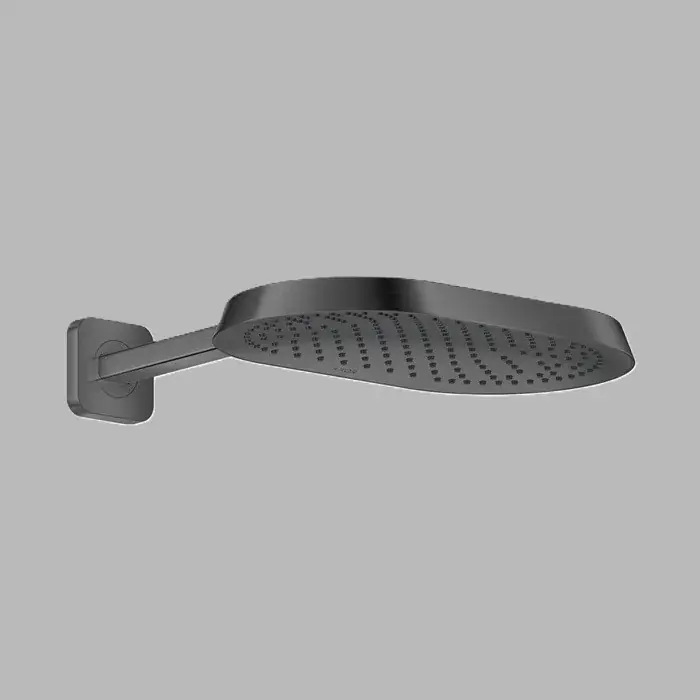 Ofertă Dus fix 370x220, 1jet, EcoSmart, cu brat de dus, antracit periat (Polished Black Chrome), Axor ShowerSphere 39749340
