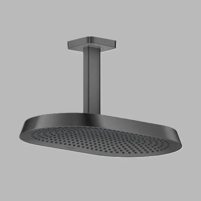 Dus fix 370x220, 2jet, EcoSmart, cu racord de tavan, antracit periat (Brushed Black Chrome), Axor ShowerSphere 39758340 Discount