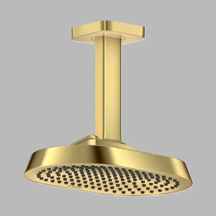 Plată securizată Dus fix 250x160, 1jet, EcoSmart+, cu racord de tavan, auriu lucios (Polished Gold Optic), Axor ShowerSphere 39771990