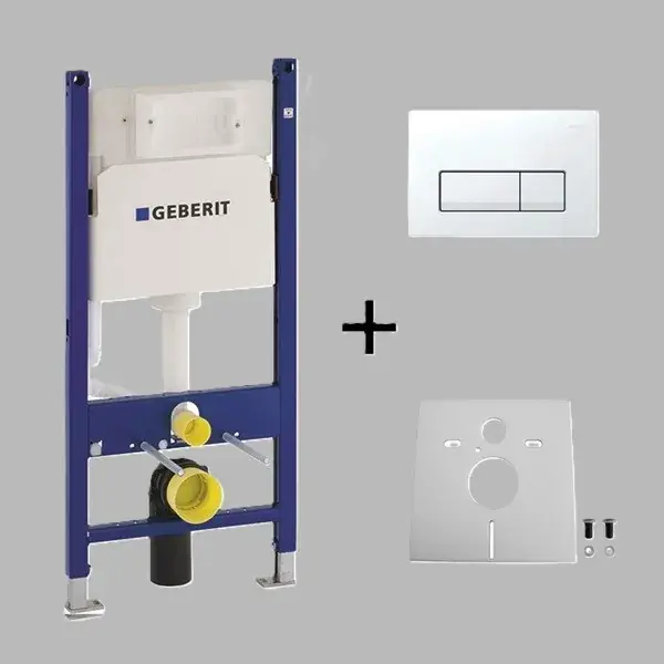 Ultima șansă Set rezervor incastrat, cu set fixare si clapeta alba, Delta 51, pentru vase wc suspendate, Geberit Duofix 458.128.11.2