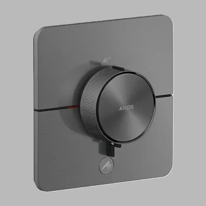 Baterie cada dus incastrata, Softsquare, cu termostat, 1 functie si priza suplimentara, antracit periat (Brushed Black Chrome), Axor ShowerSelect ID 36778340 Noutate