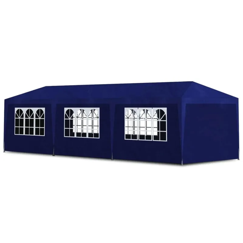 Cort pavilion 9x3m pentru gradina sau evenimente, cu 8 pereti laterali, albastru Bestseller