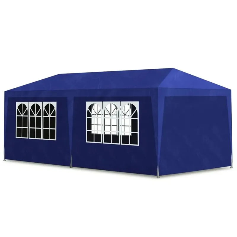 Ultima șansă Cort pavilion 6x3m pentru gradina sau evenimente, cu 6 pereti laterali, albastru