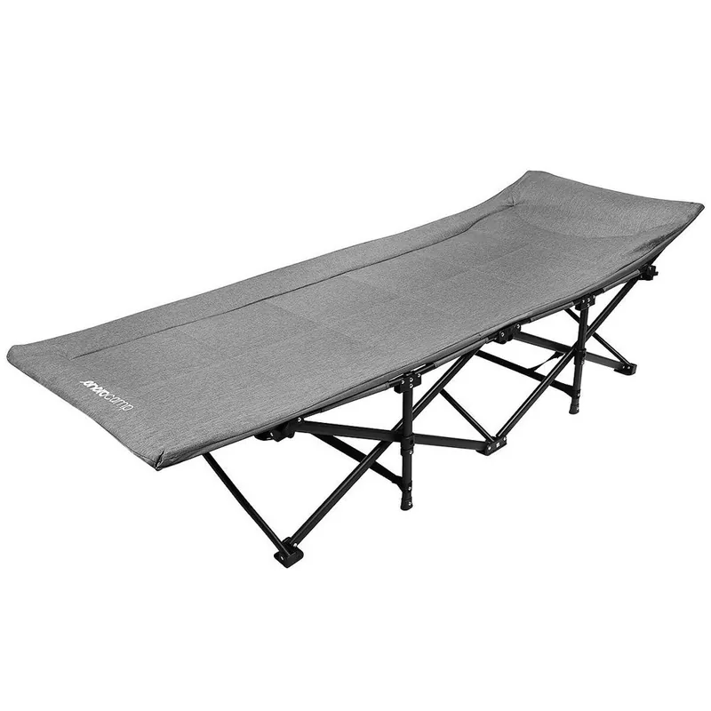 Livrare rapidă Pat pliant pentru camping, cu saltea si perna, structura metalica, 190x70x37cm, gri