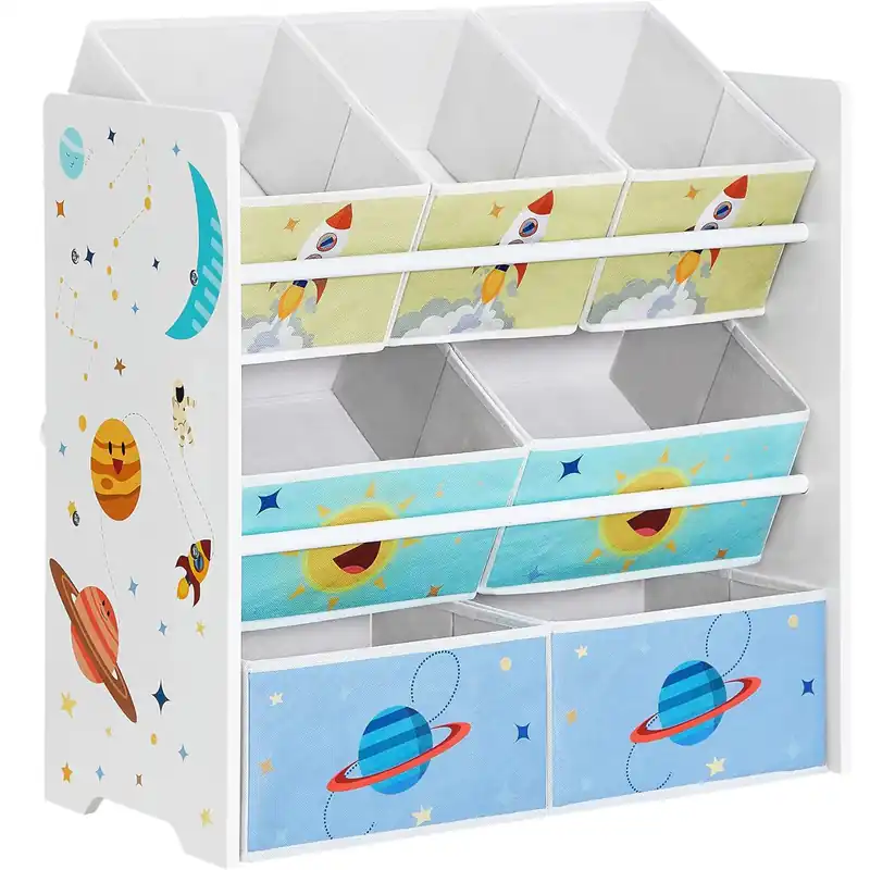 Mai ieftin SONGMICS Raft de depozitare jucarii, 7 cutii detasabile din tesatura, 63x30x60cm, alb
