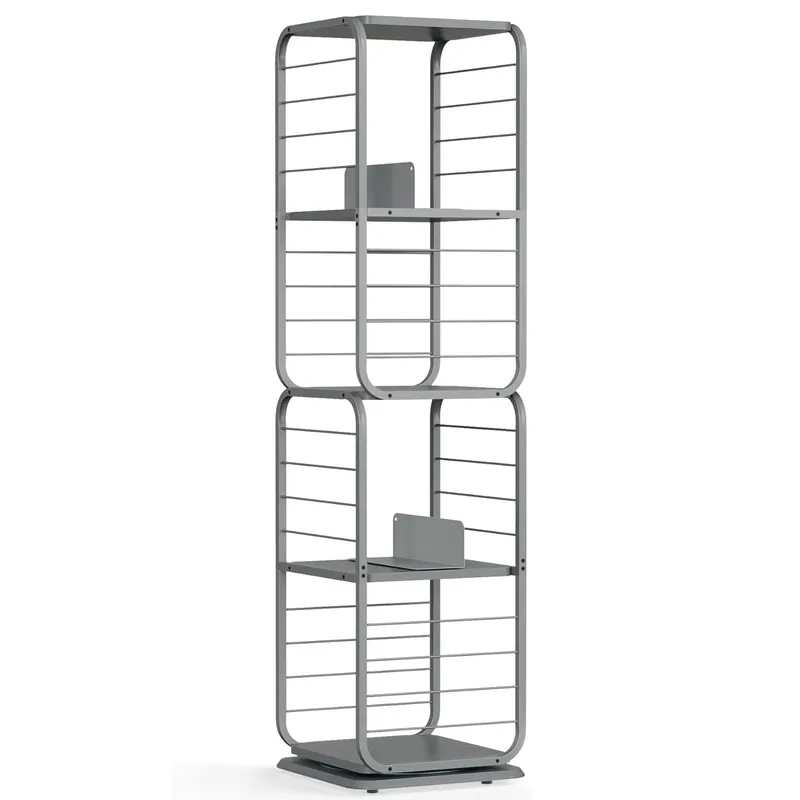 VASAGLE Biblioteca rotativa 360 grade, cadru metalic, cu 5 polite MDF, 43x43x158cm, gri Doar azi