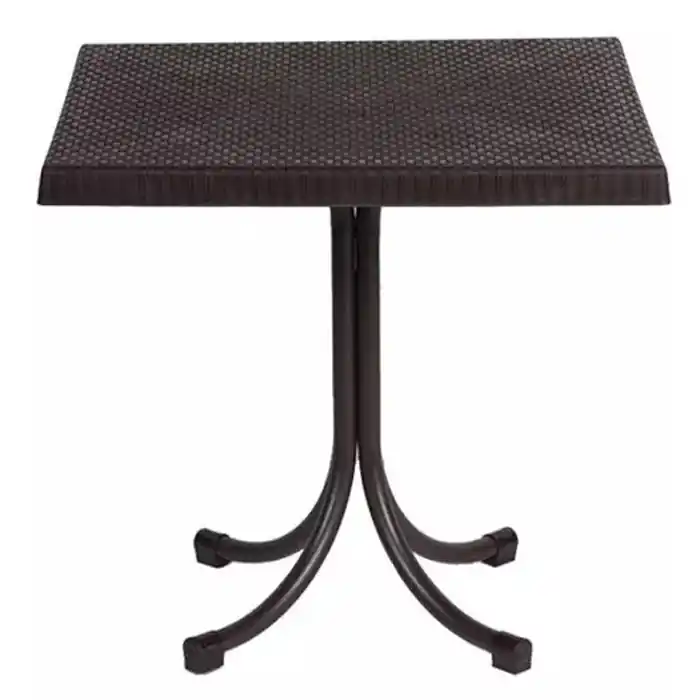 RESIGILAT Masa de gradina din PVC, imitatie ratan, patrata 80x80x73cm, maro Cumpără online