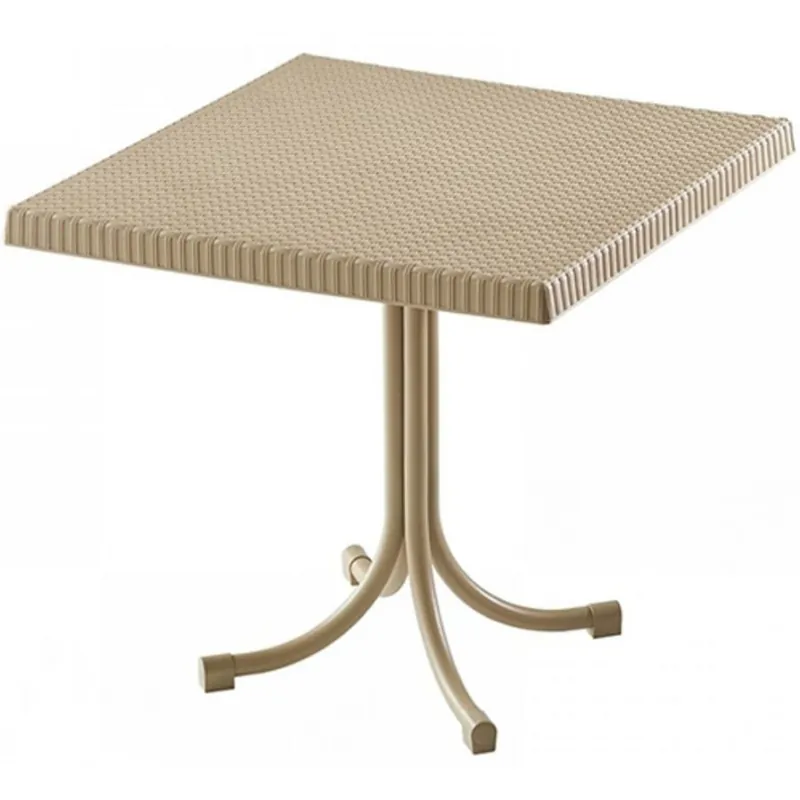Cel mai vândut RESIGILAT Masa de gradina din PVC, imitatie ratan, patrata 80x80x73cm, crem