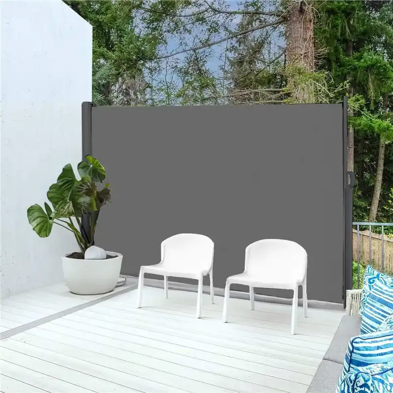 Paravan lateral pentru intimitate, extensibil, sistem fixare inclus, 180x350cm, gri inchis Expediere rapidă