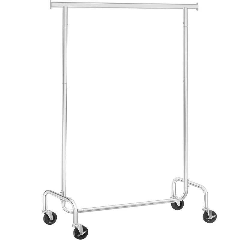 Super ofertă SONGMICS Suport pentru haine cu sina superioara, pe roti, 48x110x163cm, inox argintiu