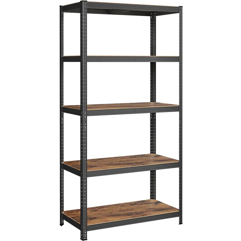 SONGMICS Raft de depozitare metalic, cu polite din PAL, 5 polite, max. 600 kg, 200x100x50cm, maro si negru Vezi acum