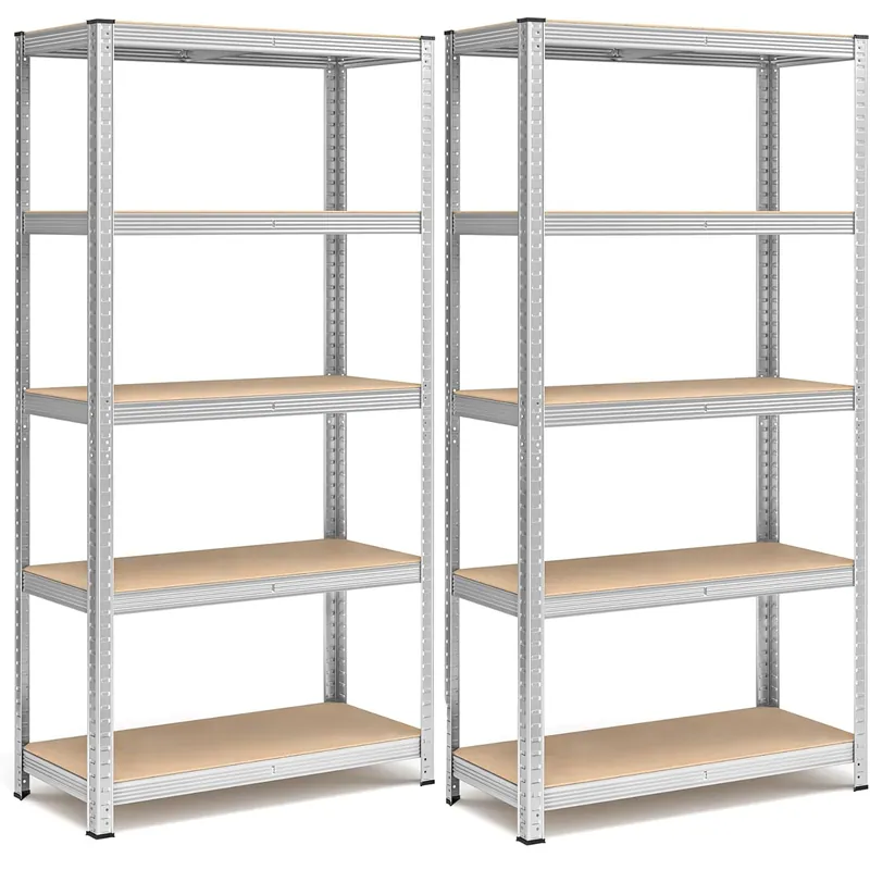 SONGMICS Set de 2 Rafturi de depozitare, cadru din otel armat, polite din MDF, max 2x875kg, 180x90x40cm, gri Disponibil imediat