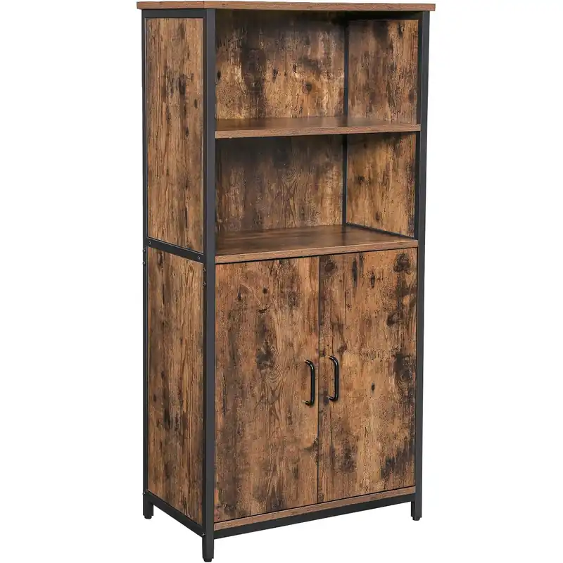 VASAGLE Comoda cu rafturi tip bufet, utilizare multifunctionala, stil industrial, 35x60x125cm, maro rustic Cel mai vândut
