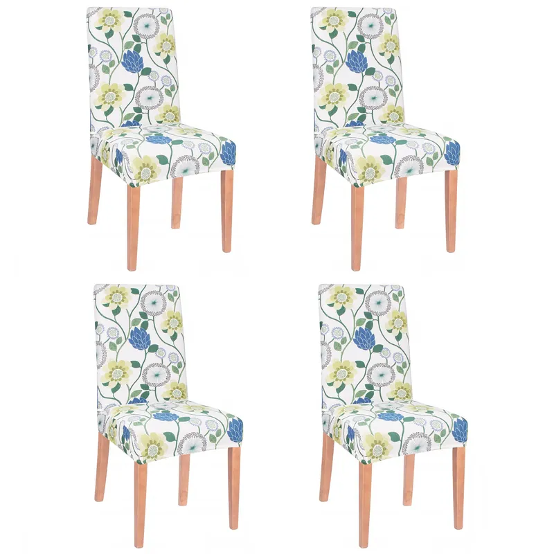 Ofertă Set 4 huse universale pentru scaun, marime universala, poliester si spandex, 45 cm x 60 cm, imprimeu floral, gri