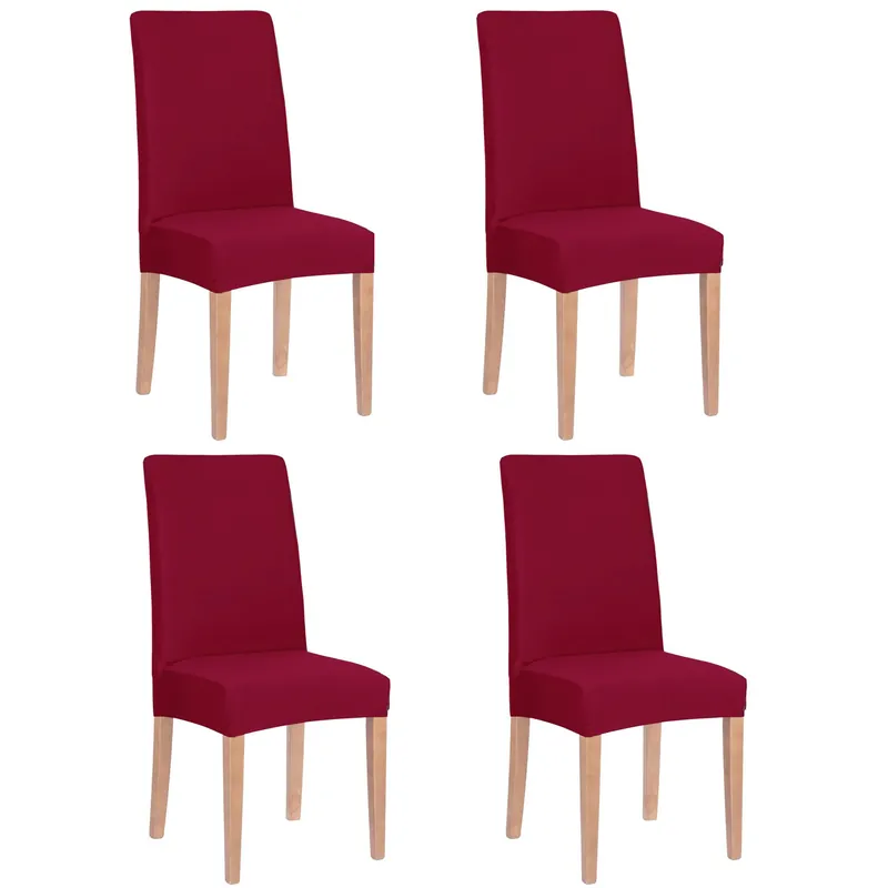 Set 4 huse universale pentru scaun, marime universala, poliester si spandex, 45 x 60 cm, grena Ofertă limitată