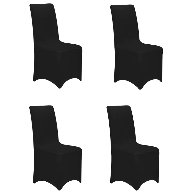 Livrare rapidă Set 4 huse pentru scaune de evenimente, marime universala, poliester si spandex, negru