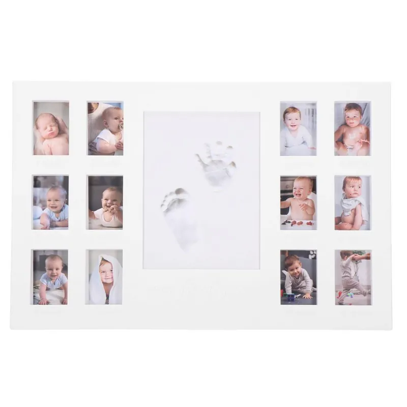 Kit amprenta mulaj manuta sau piciorus bebe si rama foto, 24x37cm, alb Mai ieftin