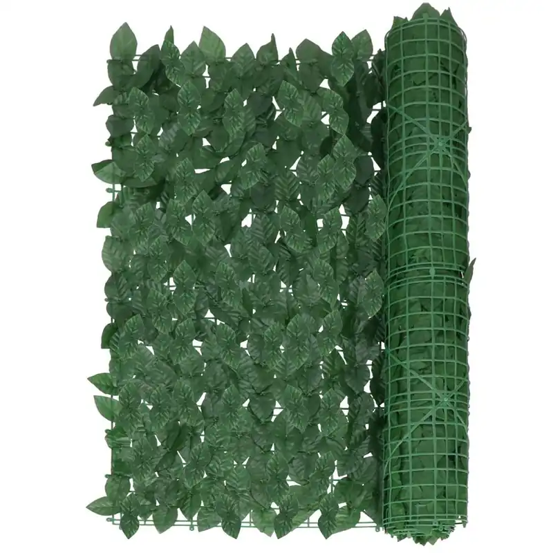 Ofertă Panou paravan cu frunze artificiale pentru gard sau balcon, 100x300cm, verde inchis