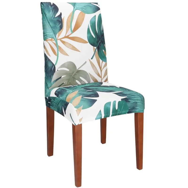 Husa pentru scaun, marime universala, poliester si spandex, 38x70cm, verde cu model floral Nu rata