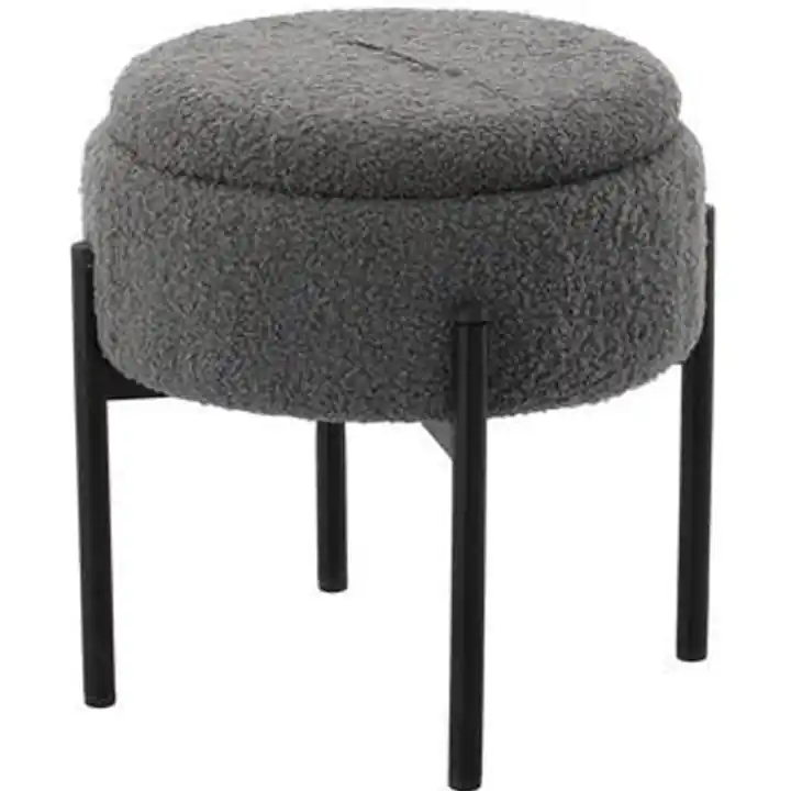 Taburet pentru copii, rotund, spatiu depozitare, 31x28cm, maxim 50kg, gri Reducere