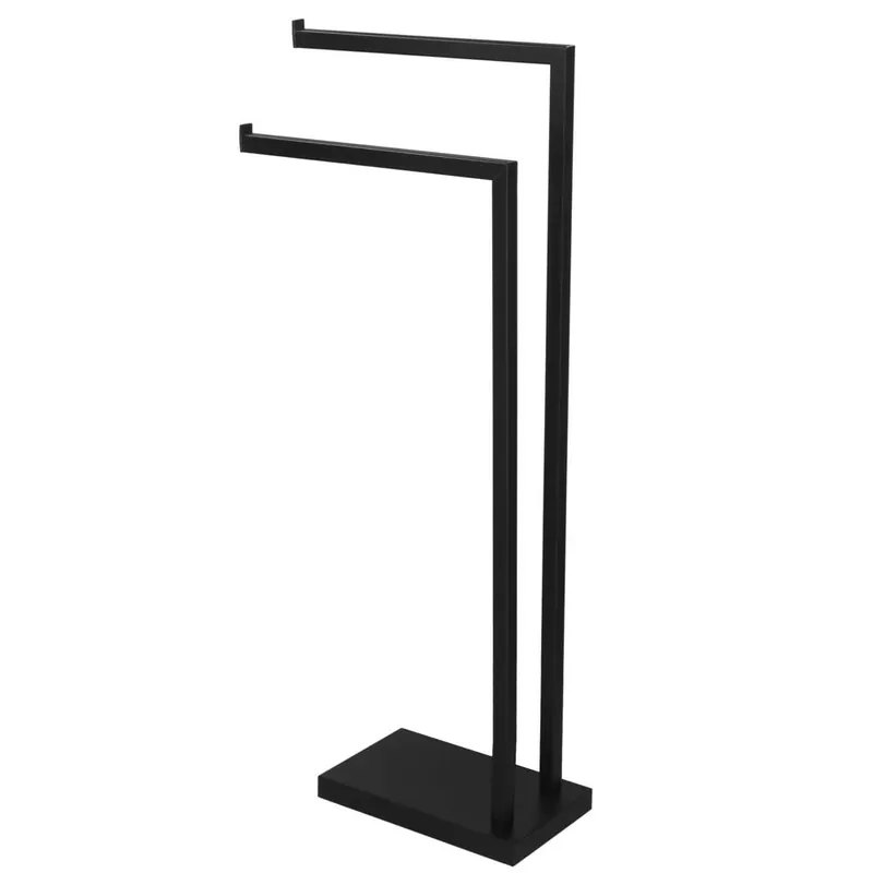 Plată securizată Suport metalic de baie pentru prosoape, cu 2 brate, 80 cm, negru mat