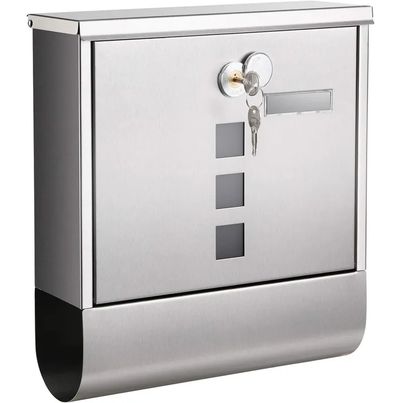 SONGMICS Cutie postala de exterior, pentru gard sau perete, din otel, 31x10x33cm, argintiu Preț redus