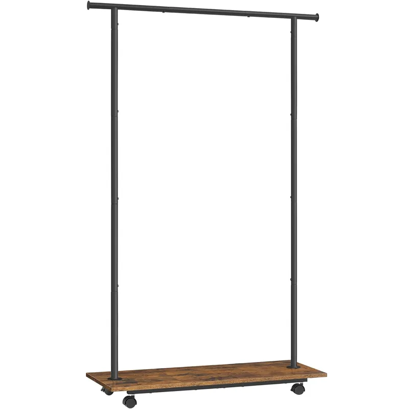 Ofertă specială SONGMICS Suport pentru haine cu sina de agatat si polita inferioara, pe roti, 35x99x160 cm, negru