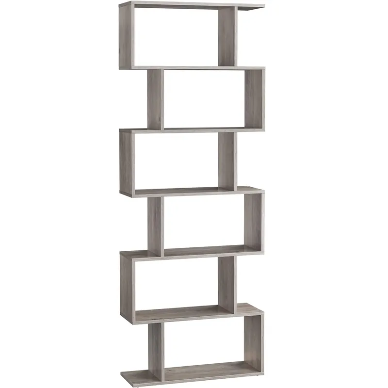 Ultima șansă VASAGLE Biblioteca, raft cu 6 unitati de depozitare, pentru living, din lemn, 24x190x70cm, gri stejar