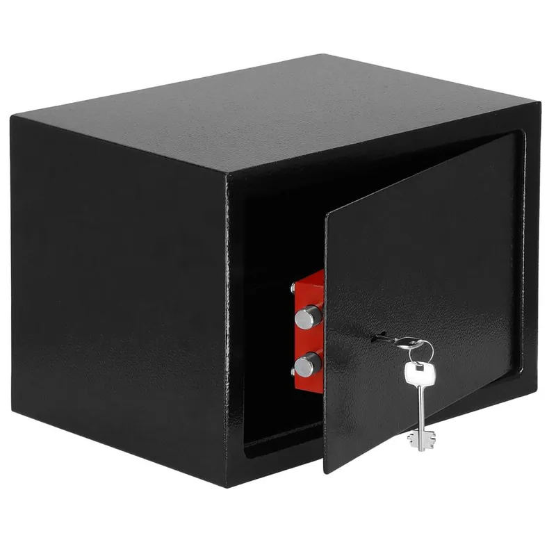 RESIGILAT Seif standard cu cheie, 250x350x250 mm, Otel, Negru Premium