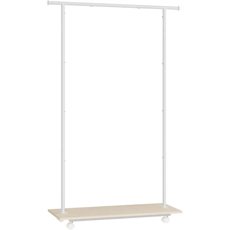 SONGMICS Suport pentru haine cu sina de agatat si polita inferioara, pe roti, 35x99x160 cm, alb Noutate