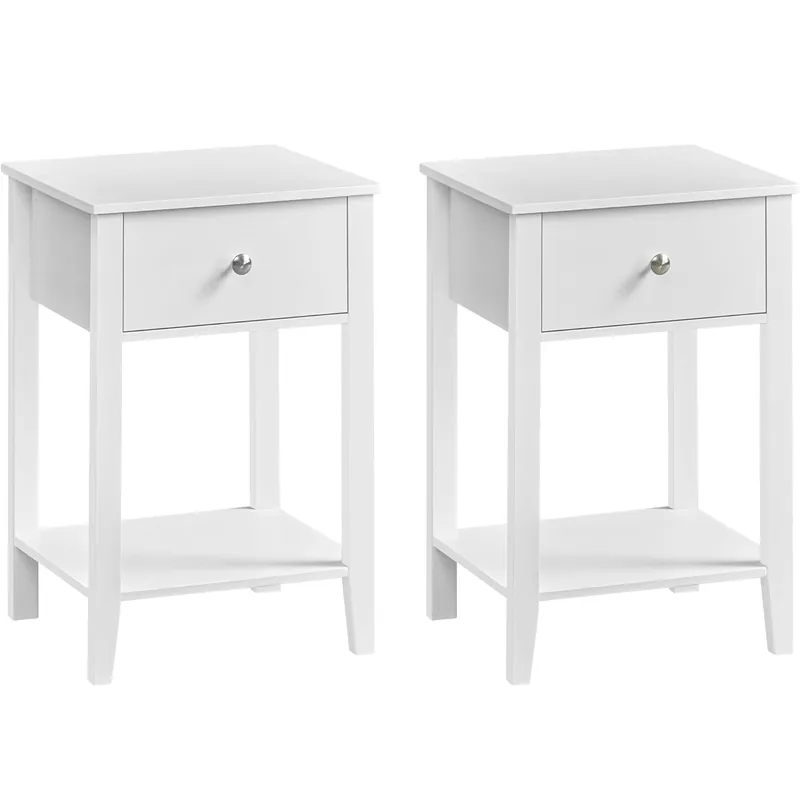 Premium VASAGLE Set de 2 noptiere din bambus, cu sertare, 35x40x60 cm, alb