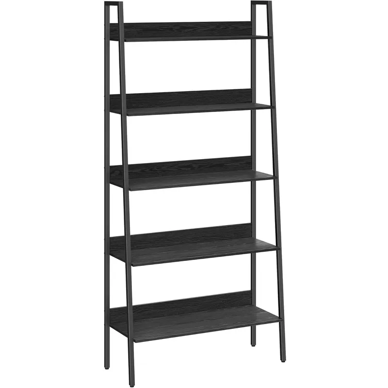 Disponibil imediat VASAGLE Biblioteca tip scara, cadru otel cu 5 polite, stil industrial, 80x30x170 cm, negru