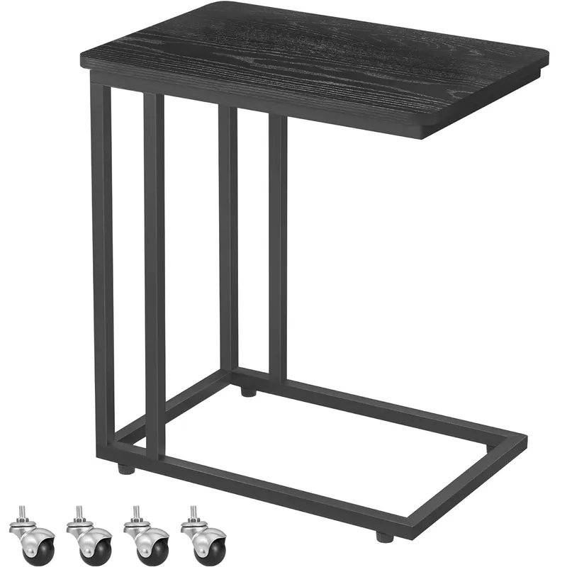 Calitate înaltă VASAGLE Masuta de cafea, cu cadru de otel si roti, stil industrial, 35x50x60 cm, negru