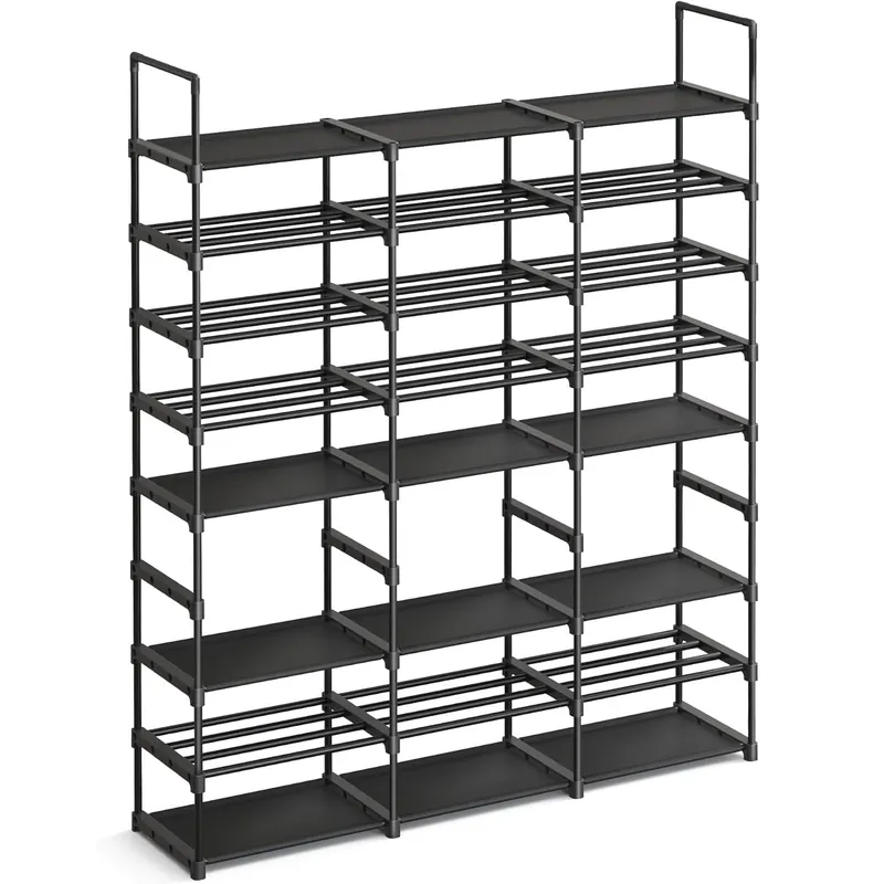 Popular SONGMICS Raft pentru pantofi metalic, personalizabil, pana la 48 perechi, 30x129x158 cm, negru