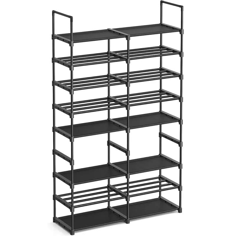 SONGMICS Raft pentru pantofi metalic, personalizabil, pana la 32 perechi, 30x87x158 cm, negru Mai ieftin