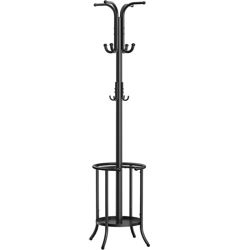 Reduceri SONGMICS Cuier pentru haine, cu suport de umbrele, 12 agatatori, 175 cm, negru
