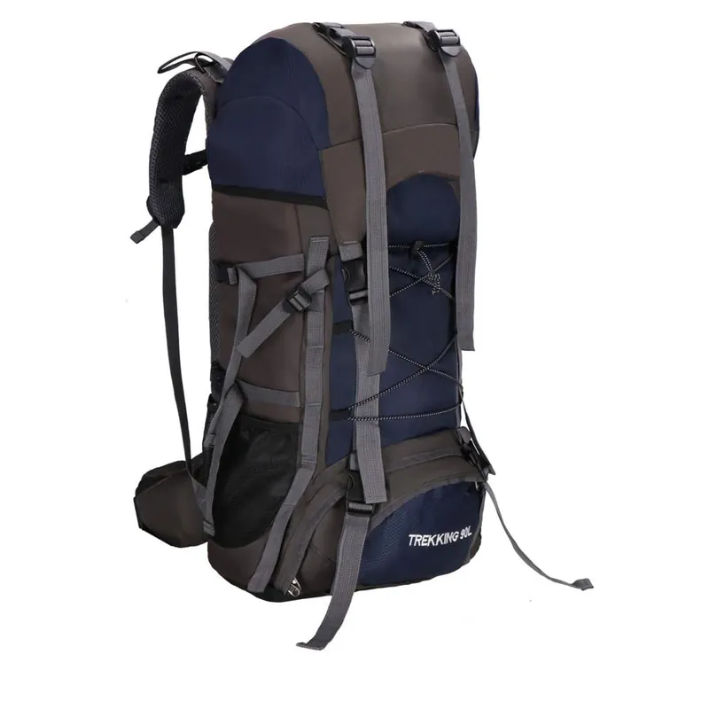 Rucsac tactic militar pentru drumetie, cu husa de ploaie, 90 litri, 25 kg, 74x32x20 cm, gri albastru Ofertă