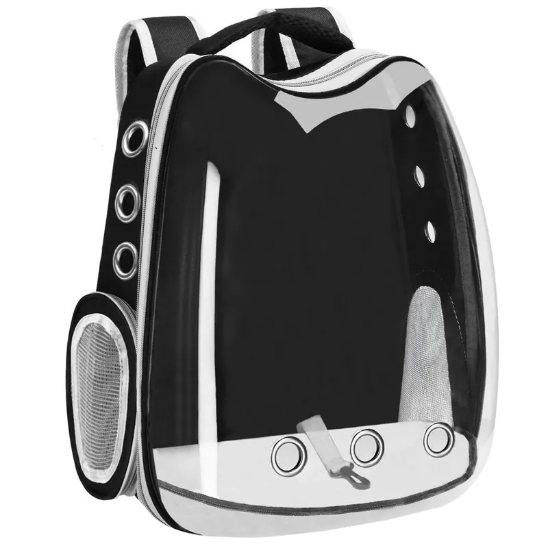 Rucsac transport animale talie mica-medie, maxim 12 kg, hublou panoramic transparent, buzunare laterale, negru Ofertă exclusivă