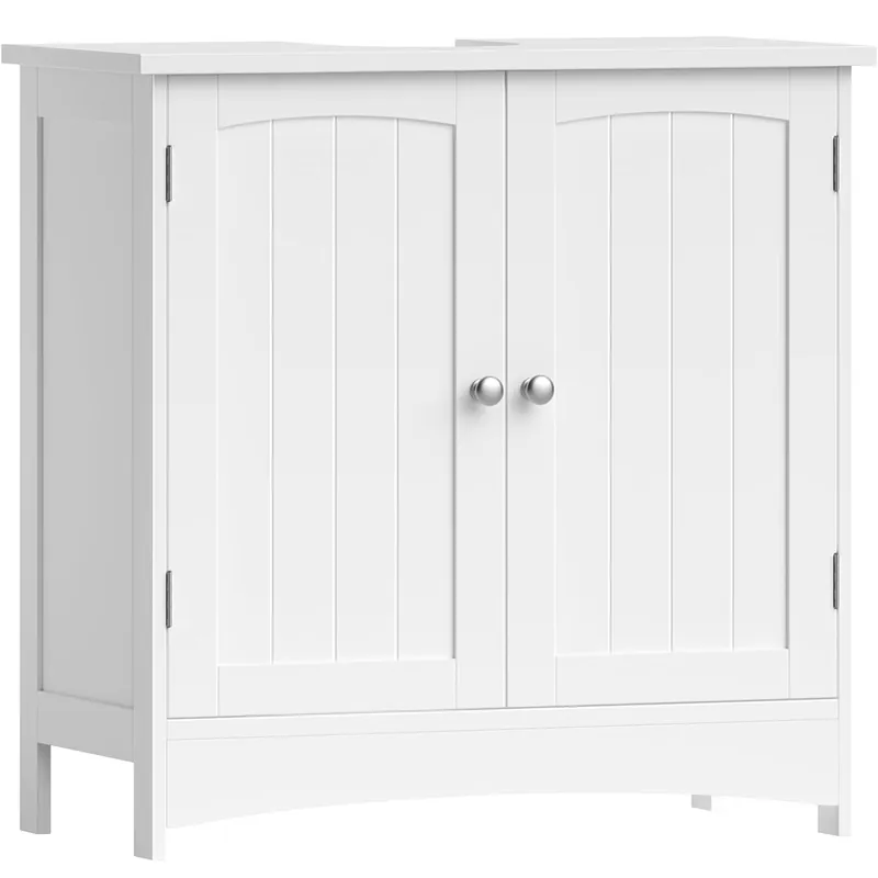Reducere de preț RESIGILAT VASAGLE Dulap baie baza lavoar, cu 2 usi, 2 rafturi, alb 60x60x30 cm, alb