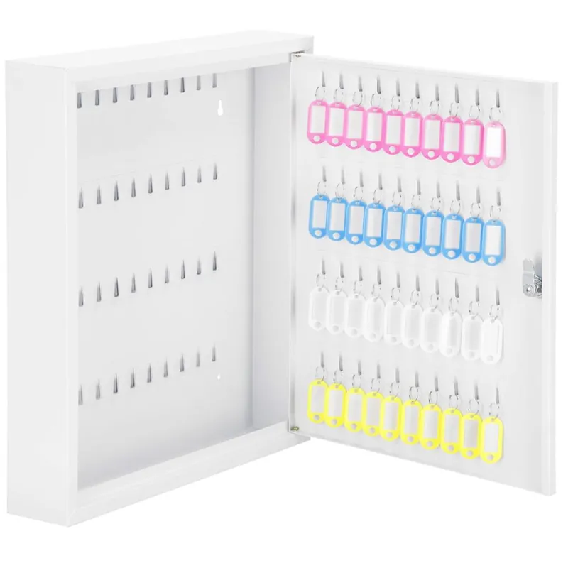 RESIGILAT Cutie metalica din otel pentru 80 chei, echipata, 45x38x8cm, alba Preț promoțional