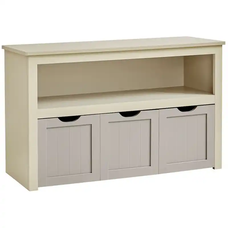 VASAGLE Dulap depozitare jucarii, din MDF, cu 3 compartimente detasabile pe roti, 30x102x60 cm, bej Nu rata