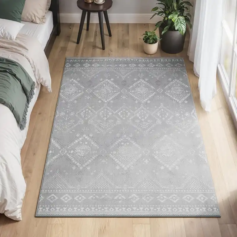 SONGMICS Covor decorativ antiderapant, stil boho, lavabil la masina, 120×170 cm, gri Mai ieftin